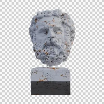 Bearded Man  statue, 3d renders, isolated, perfect for your design Stock Illustration
