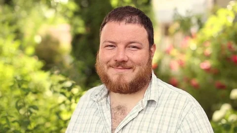 A bearded man suffers from pollen Video stock 83675256