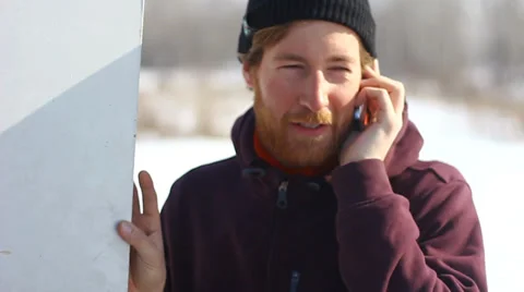 Bearded man talking on the phone Stock Footage 36417863