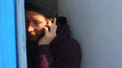 Bearded man talking on the phone Stock Footage 36420604