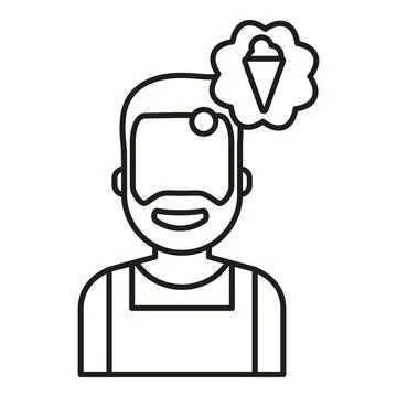 Bearded man thinking about ice cream craving Stockillustratie