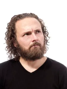Bearded man thinking portrait Stock Photos