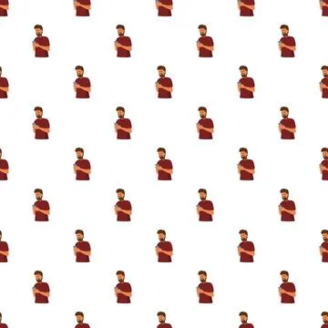 Bearded man using smartphone seamless pattern illustration 库存插图