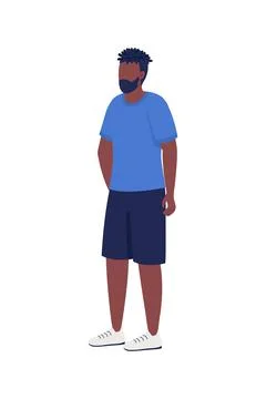 Bearded man waiting in queue semi flat color vector character Illustrazione stock