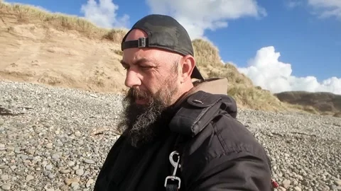 Bearded man wearing baseball cap Stock Video Pond5