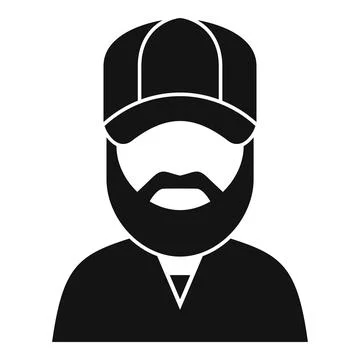 Bearded man wearing baseball cap and casual clothing, simple avatar icon Illustrazione stock