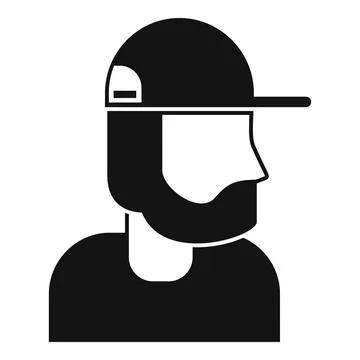 Bearded man wearing a baseball cap in profile, simple icon Illustrazione stock