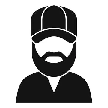 Bearded man wearing baseball cap and casual shirt, simple avatar icon Illustrazione stock