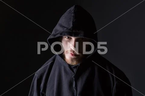 Bearded man wearing like hooligan Stock Photos