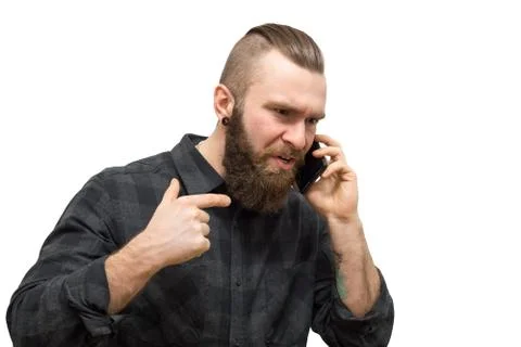 Bearded man on a white background Stock Photos