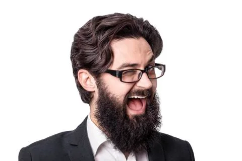 Bearded man winks Stock Photos