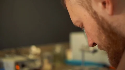 Bearded master perform a polishing the preform accessory of precious metal Video stock 73463176