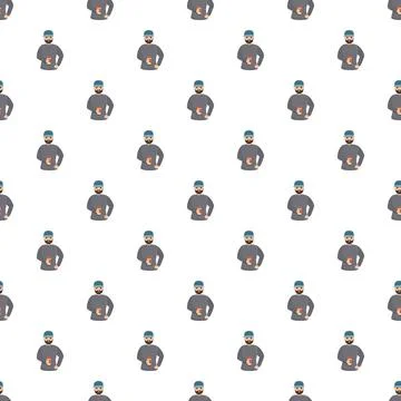 Bearded men with coffee cups seamless pattern イラスト素材