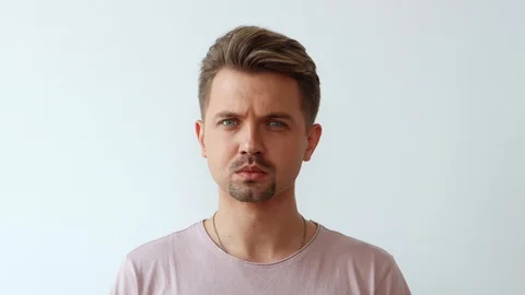 Bearded millennial guy showing negative emotion. Stock Footage 119265391