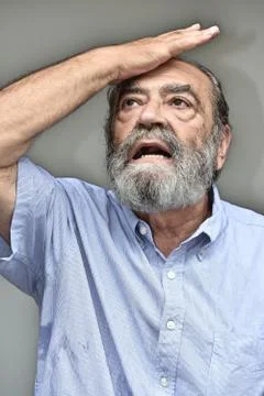 Bearded Old Male Memory Problems Stock Photos