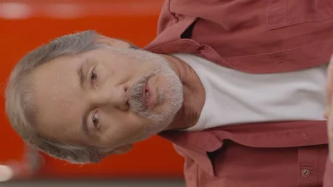 Bearded old man sits back by  being sad and bored. Stock Footage 151995428