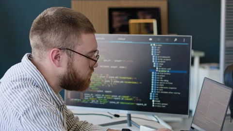 Bearded Programmer Working On Laptop Stock-Footage 283202305