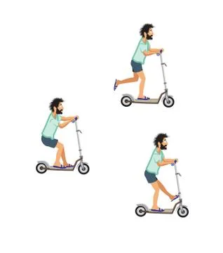 Bearded scooterman Stock Illustration