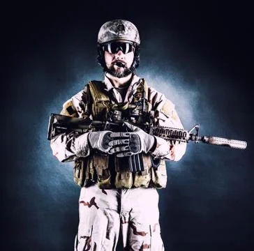 Bearded special forces soldier Stock Photos