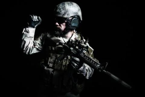 Bearded special forces soldier Stock Photos