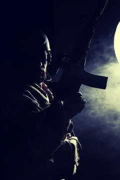 Bearded special forces soldier Foto stock