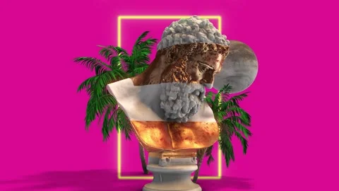 Bearded Statue Bust Cluster on Pink Video stock 264311845