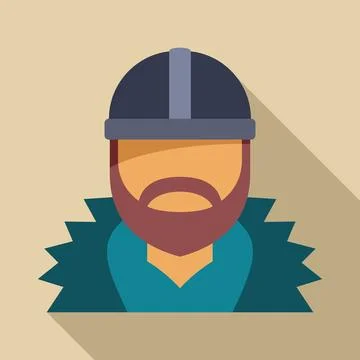 Bearded worker wearing protective helmet and winter jacket Stock Illustration