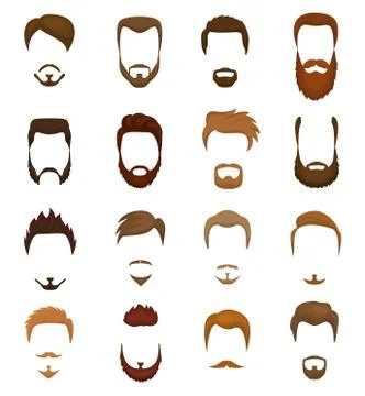 Beards vector portraite of bearded man with male haircut in barbershop and Stock Illustration