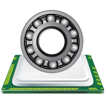 Bearing and computer processor on a white background Illustrazione stock