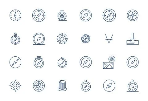 Bearing Complete Vector Package with 24 High Resolution Bold Line PIXEL Per.. Stock Illustration