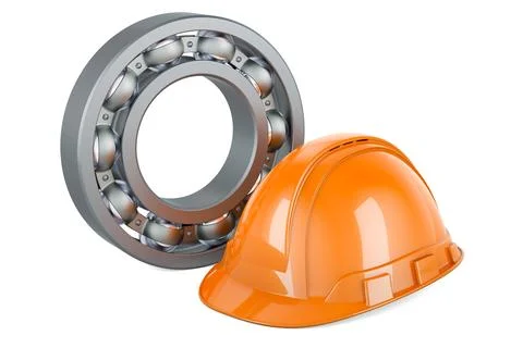 Bearing with construction hardhat, 3D rendering Stock Illustration