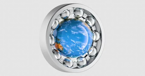 Bearing with Earth Globe inside, rotation animation seamlessly loopable. 3D.. Stock Footage 333314373