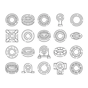 Bearings and rollers creating industrial engineering parts collection Stock Illustration