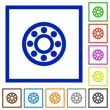 Bearings flat framed icons 스톡 일러스트