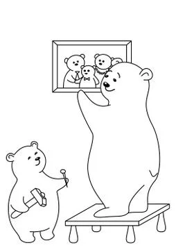Bears attach a picture, contours Illustrazione stock