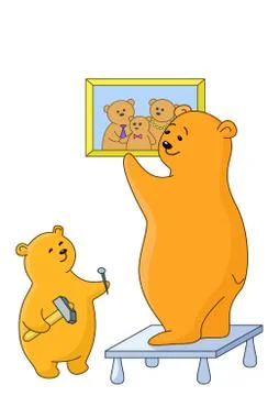 Bears attach a picture Stock Illustration