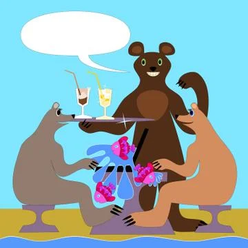 Bears on beach Stock Illustration