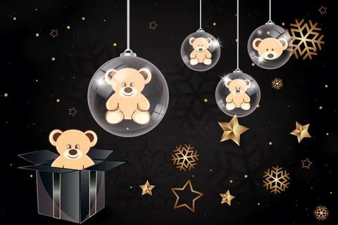 Bears christmas balls Stock Illustration