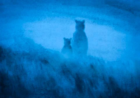 Bears in the fog Stock Illustration