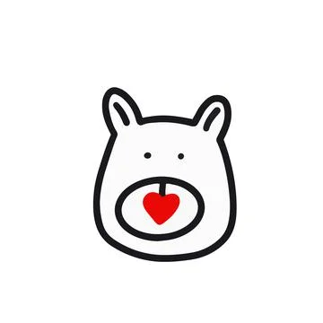 Bear's head. Vector illustration in Doodle style. Valentine's Day, Easter, Stock Illustration
