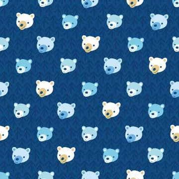 Bears seamless vector pattern in blue colors Stock Illustration