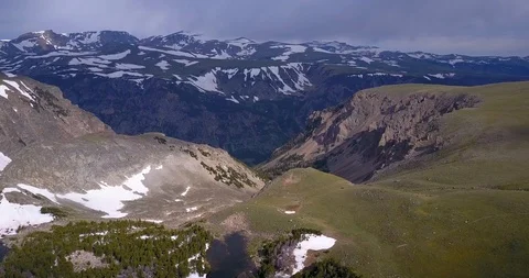 Beartooth Pass Aerial Drone Shot, Rocky Mountains outside Yellowstone Video stock 95560198