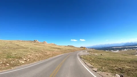 Beartooth Pass Rocky Mountains Red Lodge Montana Highway 212  Driving POV Stock Footage 219888634