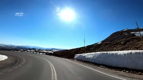 Beartooth Pass Rocky Mountains Red Lodge Montana Highway 212  Driving POV Stock Footage 219888859