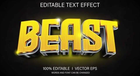 Beast 3d vector text effect with modern style design Stock Illustration
