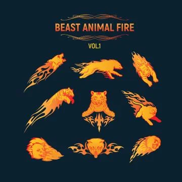 Beast Animal Flame Set Stock-Illustration