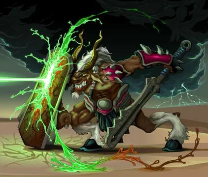 The beast is defending from lighting ball Stock-Illustration