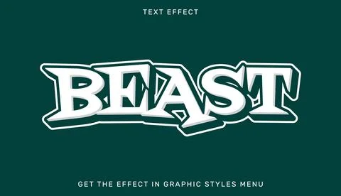 Beast editable text effect in 3d style Stock Illustration