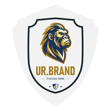 Beast head and shield logo template vector design Stock Illustration