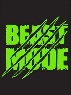 Beast mode hand drawn lettering. Typography t-shirt design. Vector illustrati Stock Illustration